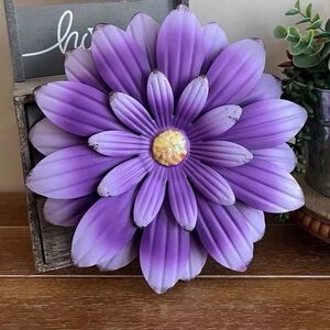 New 10” Purple Metal Flower Wall Decor
